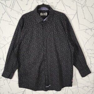 English Laundry Black Floral Leaves Print Button Front Shirt